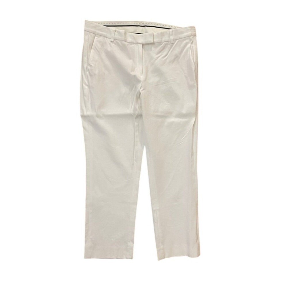 Brooks Brothers White Ankle Pants Women's 12 Cotton Stretch Crop Chino Slacks